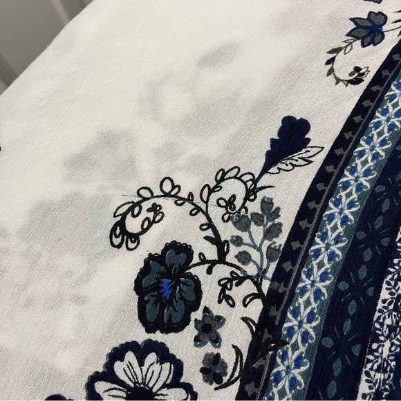 Vince Camuto Womens Paisley Kimono Boho Ruana Blue White Floral Shaw Cover Up - Picture 9 of 9